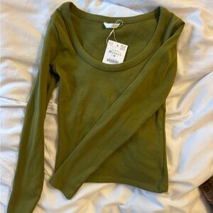Zara Olive Long Sleeve Tee
